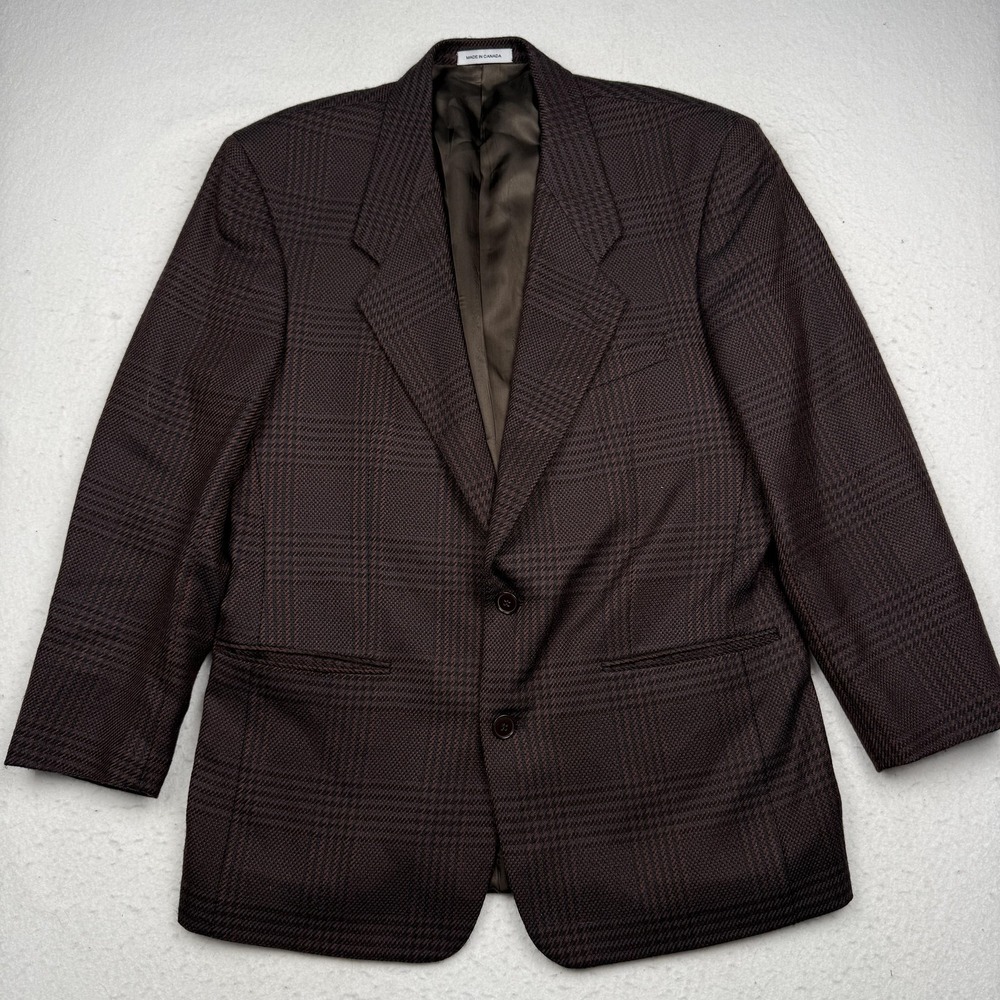 Yves Saint Laurent Sport Coat Mens 40 Brown Plaid Wool Tweed Jacket Canada